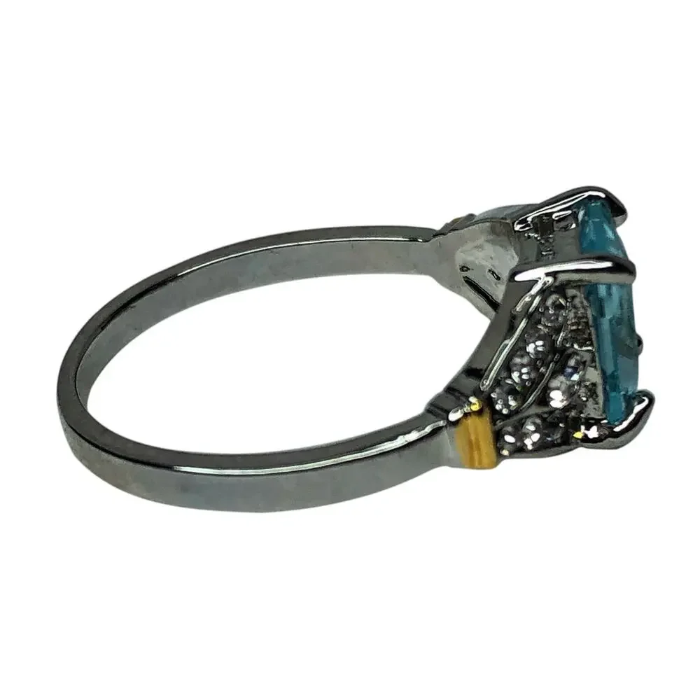 Light Blue Baguette Cut Ring - Size 8